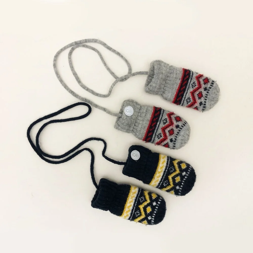 Obaibi Unisex Newborn Knit Winter Warm Mittens 2 Piece